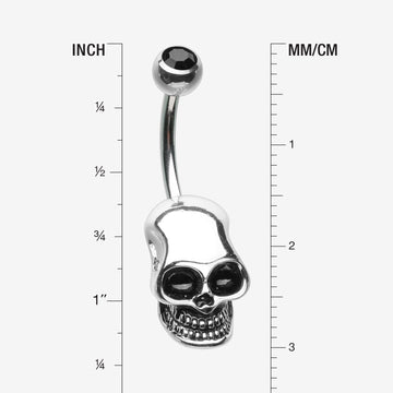 Detail View 1 of Apocalyptic Skull Head Belly Button Ring-Black